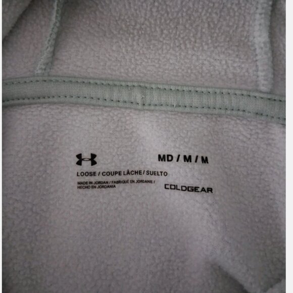 Under Armour UA Light Green Hoodie Pullover Sweatshirt Men's Medium Puffy Logo - Picture 3 of 10